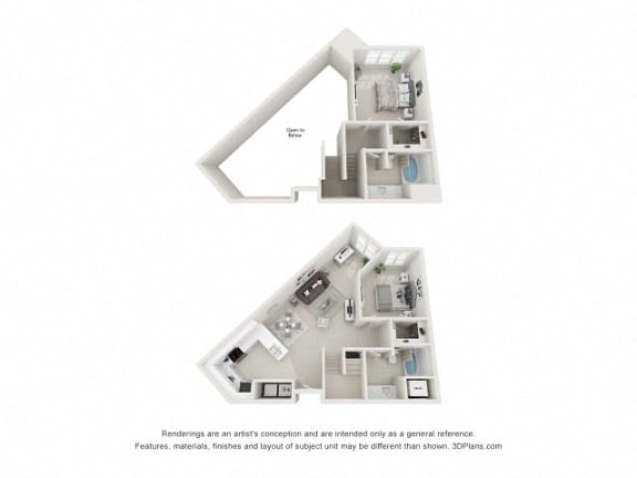 Floor plan for 2 beds, 2 baths, 1191 sqft